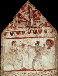 Two Athletes Playing Pugilat (Boxing)