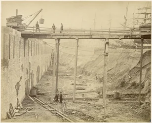 Construction of the Expanded Limehouse Basin, London, May 1869