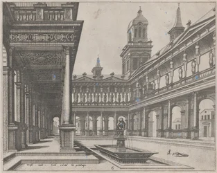 Palace Courtyard with Fountain in a Rectangular Basin