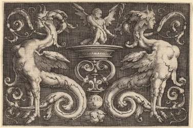 Ornament with Two Sphinxes and a Winged Man