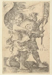 Two Boys with a Helmet and Standard, 1527