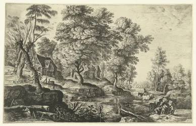 Landscape with Men Pushing a Cart