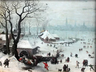 Winter Landscape near Antwerp with Snowfall