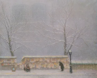 Notre-Dame, seen from the Left Bank, in snowy weather
