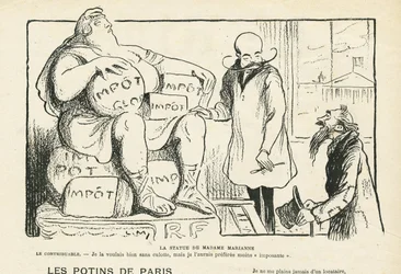 Illustration in Le Rire, 29/02/08 - The Statue of Madame Marianne (engraving)