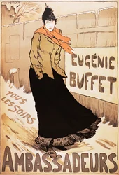 Vintage Poster of French Singer Eugenie Buffet Walking in the Snow