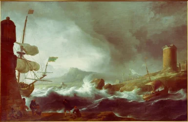 Stormy Sea on Rocky Coast