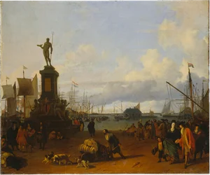 View of the Amsterdam Harbour at the IJ River