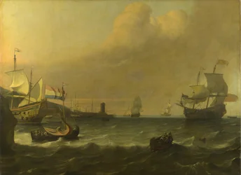Dutch Men-of-war entering a Mediterranean Port, 1681