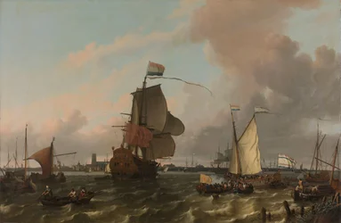 The Man-of-War Brielle on the River Maas off Rotterdam