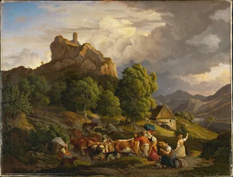 Pasture with Herd and a Castle Ruin