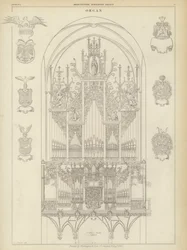 Organ of the Church of St Mary, Lubeck, Germany (engraving)