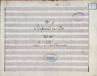 First Page of the Sheet Music for Symphony No. 1 in C Major Opus 21, by Ludwig van Beethoven