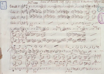 Page of the sheet music for Symphony no 6 in F major, opus 68, by Ludwig van Beethoven