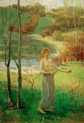Young Woman Picking Flowers