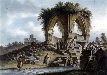 Fountain of Serpents, Syria, pub. by William Watts