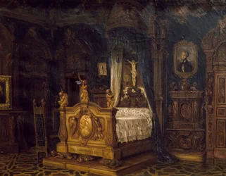 Interior of bedroom of nobleman Gian Giacomo Poldi Pezzoli, ca 1860