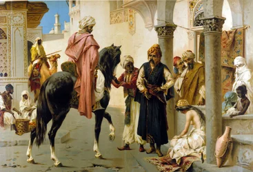 Acquisition of a Slave of Harem (Chromolithograph of L. Crosio, circa 1890)