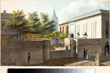 View of Villa Faraggiana and the Bell Tower of Pre