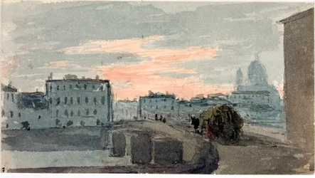 View of the bridge of the Carraia, Florence (Watercolour)