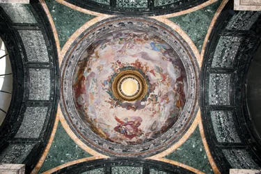 View of the dome of the Cybo Chapel, frescoed by Luigi Garzi, Rome, Basilica di Santa Maria del Popolo