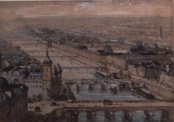 The Ile de la Cite and the Palais du Louvre, Paris