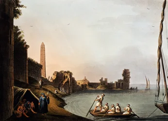 Ancient Walls and Obelisk of Cleopatra, Luigi Mayer, Engraving from Vedute