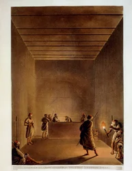Room and Sarcophagus of Great Pyramid of Giza, Engraving from "Views" of Luigi Mayer