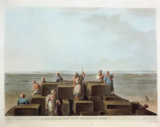Top of First Pyramid of Giza, Engraving from "Views" of Luigi Mayer