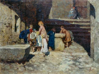 Children at the fountain