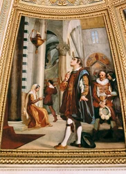 Galileo Galilei watching the chandelier swinging back and forth at Pisa Cathedral, 1582