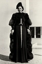Model in evening dress created by the Italian couture house 