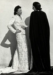 Two models present creations of the Italian couture house 