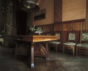 The Dining Room, Casa Nava (1901-1907), Reus - Lluis Domenech i Montaner. Navas House. 1901-1907. Spain. Reus. Navas House. Dining Room, with Furniture by Gaspar Homar i Mesquida. Modernism. Architecture