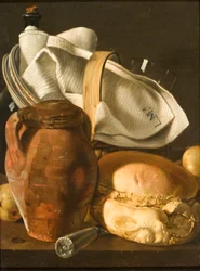 Still Life with Bread, a Jug, and a Napkin