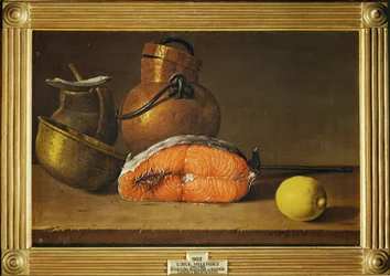 Still-life with a Piece of Salmon, a Lemon and Three Vessels