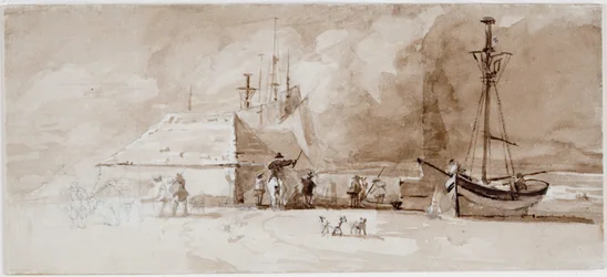 Beach Scene with Horsemen