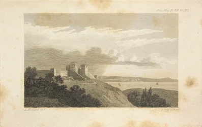 A Distant Shower Coming from Behind an Elevated Point of Land