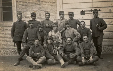 Soldiers of the 36th Infantry Regiment with Two Trumpeters