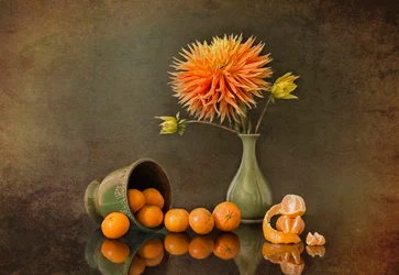 Autumn Dahlia and Tangerines