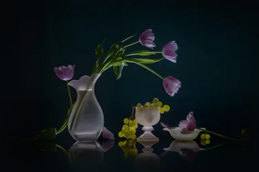 Glowing Tulips and Grapes