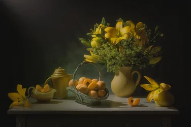 Golden Lilies and Apricots