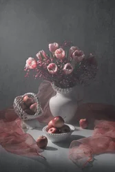 Soft Pink Tulips and Apples