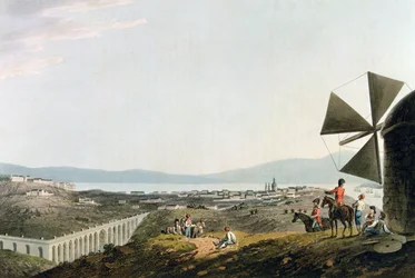 Lisbon and the Alcantara Aqueduct, engraved by I. Clark