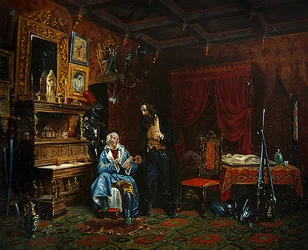 Interior of an antiquary room with medieval furniture, c.1838-46