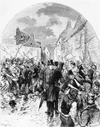 Riots in Ireland - A Catholic Priest Arrested by the Police in Mullingar is Saved by the People, from Le Monde Illustré, June 25 1881