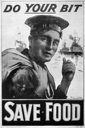Do Your Bit - Save Food, food economy poster, First World War