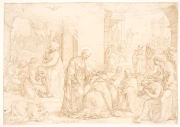 Philip, Peter, and John Bestowing the Holy Spirit on the Baptized Men and Women in Samaria through Laying on of Hands