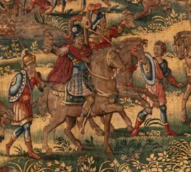 Diocesan museum. Flemish tapestry. Brussels. Atelier François Geubels. Series Story of Gideon. The defeat of the Midianites. Silk and wool. Bequest of Bishop Vicente Roca de la Serna. Baroque. 1534-1571