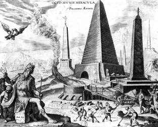 The Pyramids of Egypt, plate 1 from The Eight Wonders of the World, engraved by Philips Galle